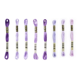 Generic DMC 6-Strand Embroidery Cotton Bundle - Lavender Color Family - 8 Skeins of Thread - 8.7yd Skeins