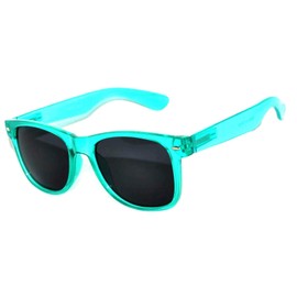 Classic Vintage Sunglasses 80's Style Colored Frame (Glow in the Dark Smoke Lens Turquoise, PC Lens) OWL ®.