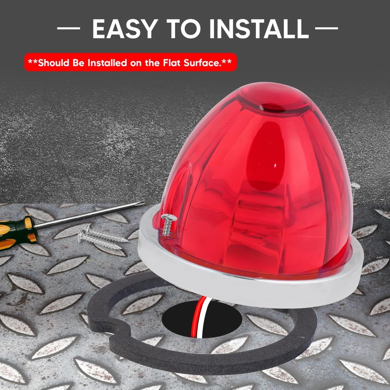 Ledvillage 2Pcs Red Watermelon LED Light with Stainless Steel Bracket,