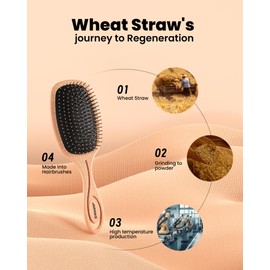 AIMIKE 2 Pcs Haarbürste Ohne Ziepen, Bio Weizenstroh Haarbürste, Lockenbürste für leichtes Entwirren, Detangler Bürste mit Borsten, Die Nicht Herausfallen, Entwirrbürste für Damen, Herren & Kinder