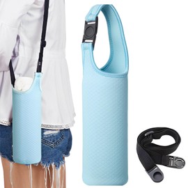 fogman Water Bottle Cover, Stylish, Plastic Bottle Cover, Thermos, Portable, with Strap (Light Blue)