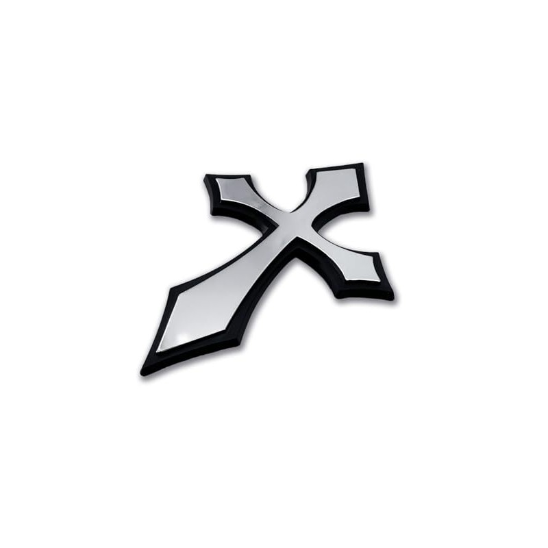 Christian Cross Pointed Plastic Chrome Color Emblem for Cars, Trucks,