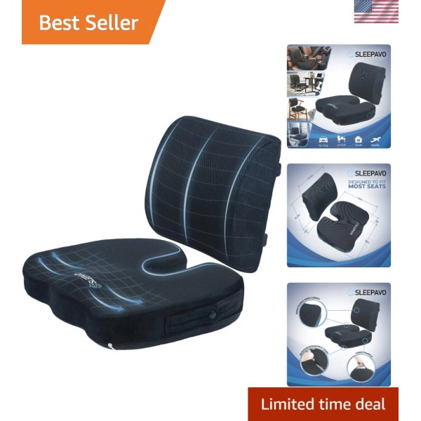 Padded Memory Foam Seat & Lumbar Support for Pain Relief