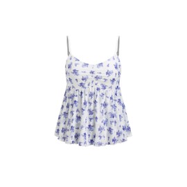 CIDER Womens Floral Print Tank Top Casual Sleeveless Summer Top Blue
