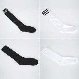 4-Pack Fashion Socks Long Socks School Uniform Knee-High Socks Knee-High Black with White Stripes 5ea