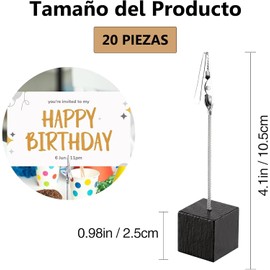 Soporte Tarjetas para Números de Mesa, 20 Pcs Soporte De Clip, Porta Notas Cuadrado, Soporte para Tarjetas, para Bodas, Oficinas, Fiestas y Otras Ocasiones (Negro)