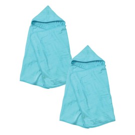 green sprouts Muslin Hooded Towel made from Organic Cotton (2 pk), Aqua, 0 months-4yr