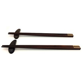 Hana Blossom 2 Pairs of handmade wooden square chopsticks with 2 wooden rests set