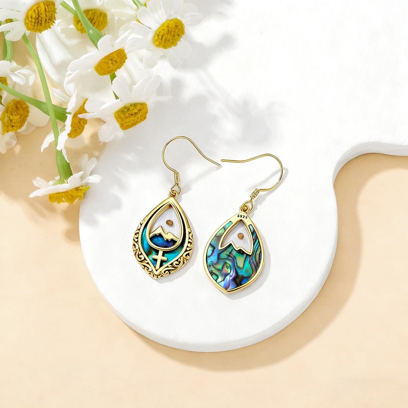 Mustard Seed Cross Earrings Sterling Silver 14K Gold Plated Faith