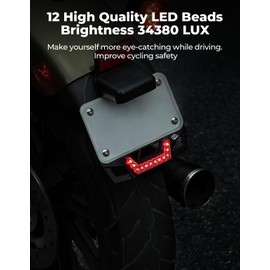 KEMIMOTO Universal Motorcycle Tail Light with Brake Light 12V Stable Dustproof Motorcycle Light Waterproof, Black