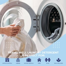 Travelwell Laundry Detergent Powder - Individually Wrapped Bulk Travel Laundry Detergent Packs - Hospitality Cleaning Supplies - Pack of 200, 1.5 oz