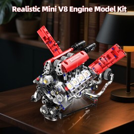 Suplanet Mini V8 Engine Building Kit That Runs，Engine Building Blocks with LED Light for Adults,Engine Model Set Construction STEM Toy for Kids Boys (660 Pcs)