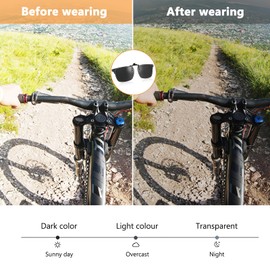 YUNYODA Polarised Sunglasses Attachment Glasses, Polarised Men's Sunglasses, UV400 Protection, Sunglasses Clip, Liftable and Ultralight, for All Outdoor Activities, Ferrous