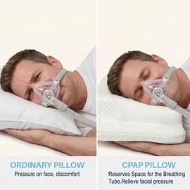 CPAP Side Sleeping Pillow, 3-Layer Adjustable Memory Foam Neck Support