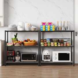 EZPEAKS 2-Pack 3-Shelf Shelving Unit with 3-Shelf Liners, Adjustable Rack, Steel Wire Shelves, Shelving Units and Storage for Kitchen and Garage (36W x 16D x 36H) Black