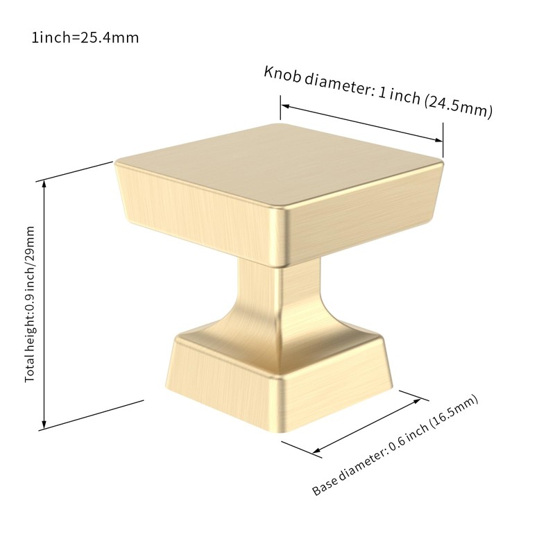 FURNIWARE Pack of 10 Furniture Knobs, Cupboard Knobs, Brushed Brass