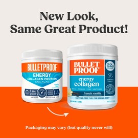 Bulletproof Vanilla Bean Energy Collagen Protein Powder, 18.3 Ounces, Caffeine-Free Fuel with Vitamins and Antioxidants, Packaging May Vary