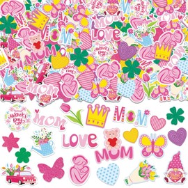 FYSUIMU 530 Pcs Mother's Day Foam Stickers Cartoon Love Mom Heart Flower Gnome Self-Adhesive Sticker Decals for DIY Art Crafts Mama Party Supplies