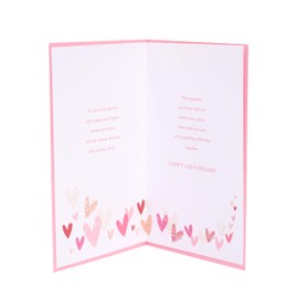 UK Greetings Anniversary Card for Wife - Pink & Gold Hearts Design - Thinking of You Range