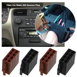 EMSea 2 Sets 16 Pin Car Audio Wiring Cable Adapter Car Stereo Radio Loom Adapter 16 Pin ISO Terminal Connector for Repair ISO Connector