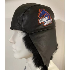 Bombshell Gear Boise State Broncos Real Leather & Real Fur Bombshell Gear Bomber Style Warm Hat