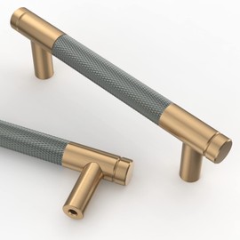 Amerdeco Pack of 10 Knurled Cabinet Handles, Gold Grey Handles, Furniture Handles, 96 mm Hole Spacing, Door Handles, Kitchen Drawer Handles, Vintage Handles for Kitchen Cabinets, Chest of Drawers,