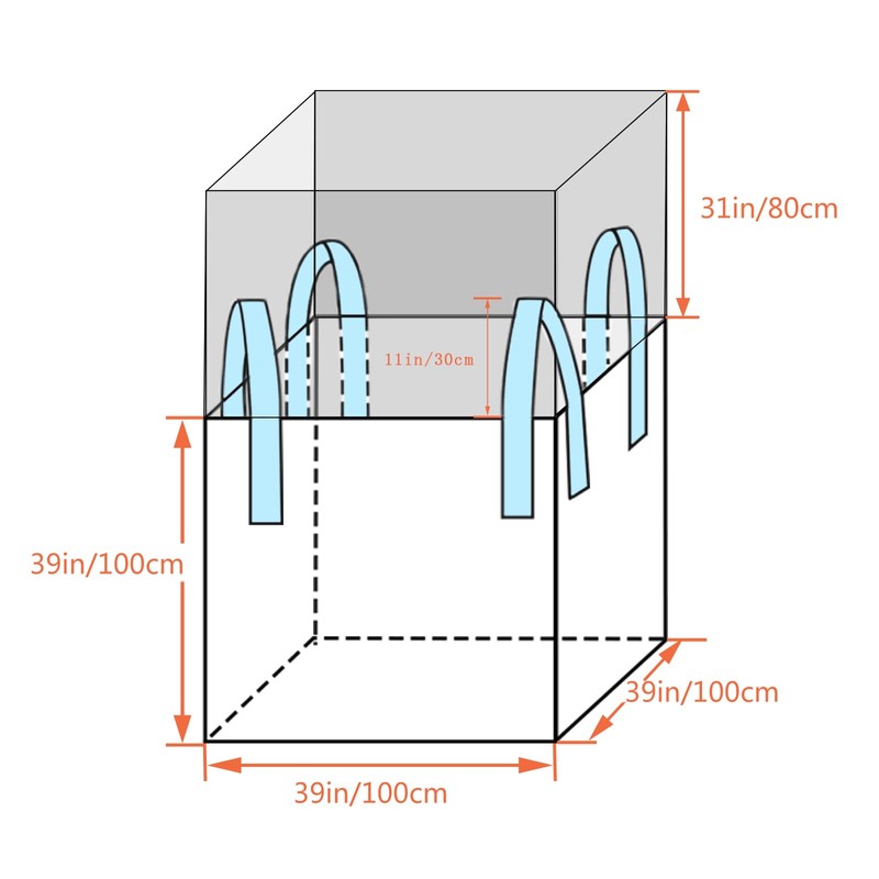 S-Helper FIBC Bulk Bags - 2650 lbs Capacity, 39x39x39 inches,