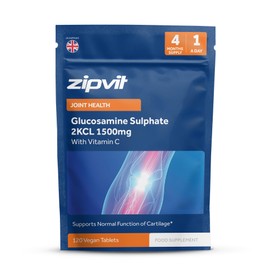 Zipvit Glucosamine Sulphate 2KCl 1500mg with Vitamin C, High Strength Joint Supplement, Supports Cartilage, Joints and Bones, Shellfish Free, 120 Vegan Tablets, 4 Month Supply, Eco Friendly Pouch