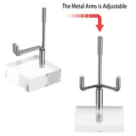 BTSKY Mini Size Adjustable Silver Metal Arm Easel Square Acrylic Base Display Holder for Geodes Stone Mineral Agate Fossil Coral Coin
