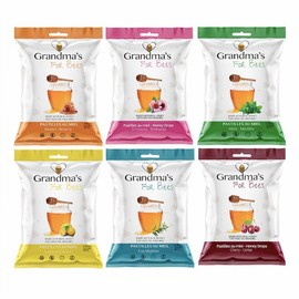 Grandma's For Bees | Old Fashioned Honey Drops – Variety Discovery Pack | 6 Flavours: Lemon, Eucalyptus, Cherry, Butter, Mint and Echinacea | 6 x 80g Bags