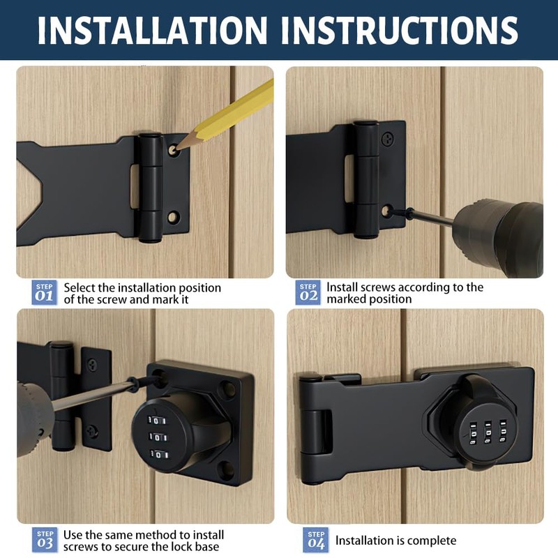 MIVITOOM 3.5-Inch Cabinet Password Hasp Locks, 3-Digit Combination Door Lock