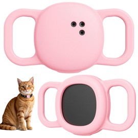 DDJ for Tile Life360 Sticker (2024) Tracker Cat Collar Case, 2-Pack Silicone Anti-Lost Protective Cover Tile Tracker Holder for Dog & Pet Collars, Ultra Durable, Easy Installation, Lightweight, Pink