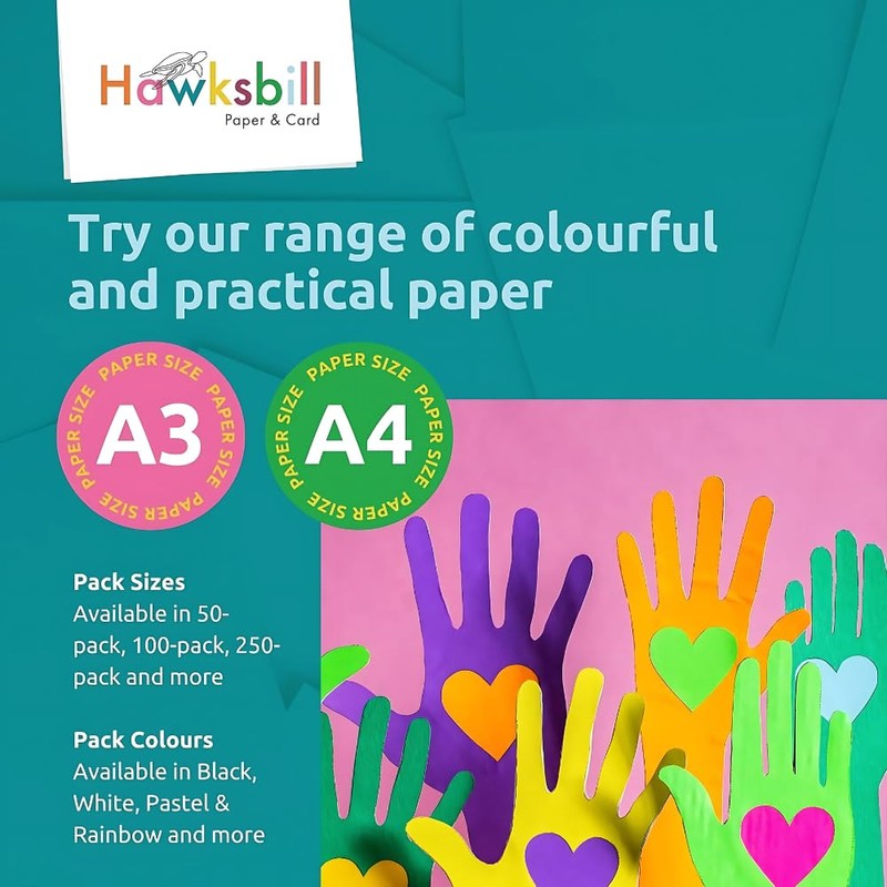 Hawksbill Paper 130GSM Multi-Coloured Paper – Assorted 50 Pack in