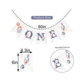 Outer Space High Chair Banner - First Trip Around The Sun Highchair Banner For Baby Boys Girls Space Theme 1St Birthday Banner One Birthday Party Decorations Photo Props