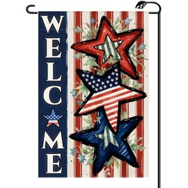 Independence Day 4th of July Garden Flag 12x18 Inch Double Sided Patriotic American Stars and Stripes Memorial Day Welcome Small Flags Outside Decoration For Yard (ONLY FLAG) MD11