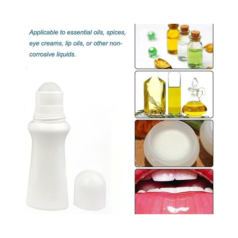 4 Pcs White 75ml Empty Refillable Roller Bottle Plastic Roll