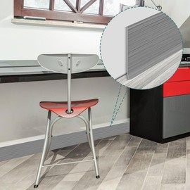 LSGCQ Flexible Baseboard Molding Trim 4 Inch x 60 Feet Self-Adhesive Vinyl Wall Base Peel and Stick Cove Base Rubber Wall Base Moulding Trim (Wood Grain Light Gray)