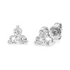 Silver Plated Three Stone Earrings with Zircondia® Crystals, Silver, Cubic