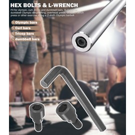 Bars Hex Bolts & 12mm Hex Allen L-Wrench Tool Perfect for Olympic Bars, Curl Bars, Tricep Bars, Dumbbell Bars