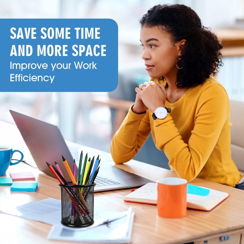 AUUTI 2 Pack Black Pencil Cup - Wire Mesh Pen