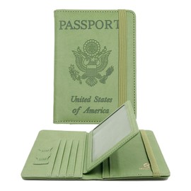 Melsbrinna Passport Holder,Passport Holder Card Slots,Cute Passport cover for Women/Men,Waterproof Rfid Blocking Travel Wallet (Moss Green2)