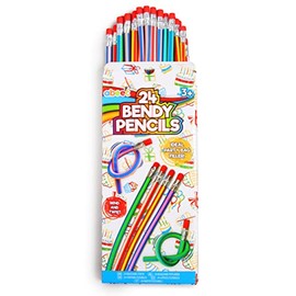 abeec 24-Pack Foldable Pencils with Erasers - Vibrant Assorted Colors, Flexible & Soft Design - Perfect for Kids' Party Bags, Classroom Rewards, and Stress Relief