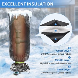 Outdoor Faucet Covers for Winter Freeze Protection, 15" x 35" Hose Bib Covers for Winter, Reusable Thicker Waterproof Insulated Spigot Cover
