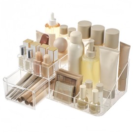 SLHEQING Make Up Organiser with Drawers, Cosmetic Storage Dressing Table Organiser Box for Washbasins, Bedroom, Bathroom (Transparent-A)