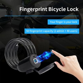 TenixLox Bike Cable Lock,Cycling Bike Lock,Fingerprint Bicycle Lock,4.9 Feet Waterproof Heavy Duty Anti-Theft Bike Cable Lock for Bicycle, Motorbike, Scooter,Outdoor Equipment
