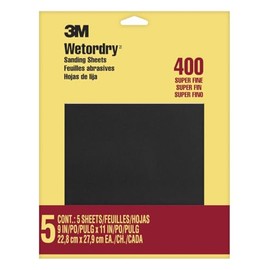 3M Wetordry - Papel de lija de 9 pulgadas 9085NA, grano 9085NA, 5 hojas, para lijar entre capas de barniz, laca, pintura y otros acabados, papel impermeable, grano 400, 5 hojas