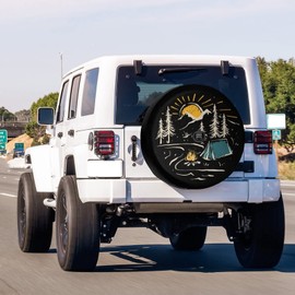 Delerain Spare Tire Cover with Backup Camera Hole Camping Hiking Wheel Covers Waterproof Dust-Proof UV Sun Universal Fit for Jeep Trailer RV SUV Truck (17 Inch for Diameter 31"-33")