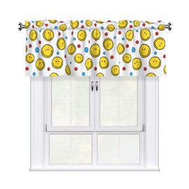Yomko Smiley Face Window Valance Curtain, 54x18 Inch, Polyester Light Filtering with Rod Pocket for Living Room, Bedroom, Kitchen, Bathroom