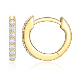 GILIEYER Gold Hoop Earring, Twisted Hoop Earrings Sleeper Earrings Lightweight Gold Plated Huggie Earring with Cubic Zircon Small Cartilage Earrings for Women Girls (Style6-Gold)