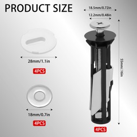 4 Piece High Performance Toilet Seat Screw Set, Quick Release Replacement Fittings for Toilet Seat Fittings, 4-Piece High Performance Toilet Seat Screw Set